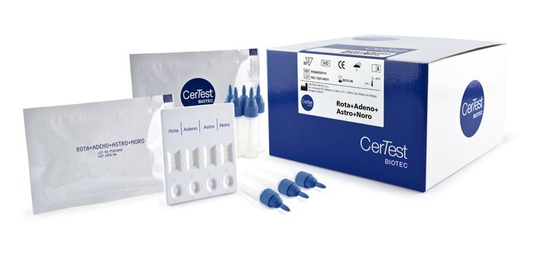 Тест-картка ЦерТест чотирьох компонентна Рота + Адено + Астро + Норо ЖI/ЖII (20 тестів з пробірками для калу)